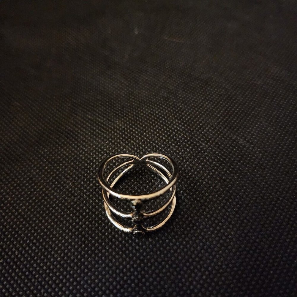 HSN Rarities Black Diamond Sterling Silver Negative Space Ring Size 10